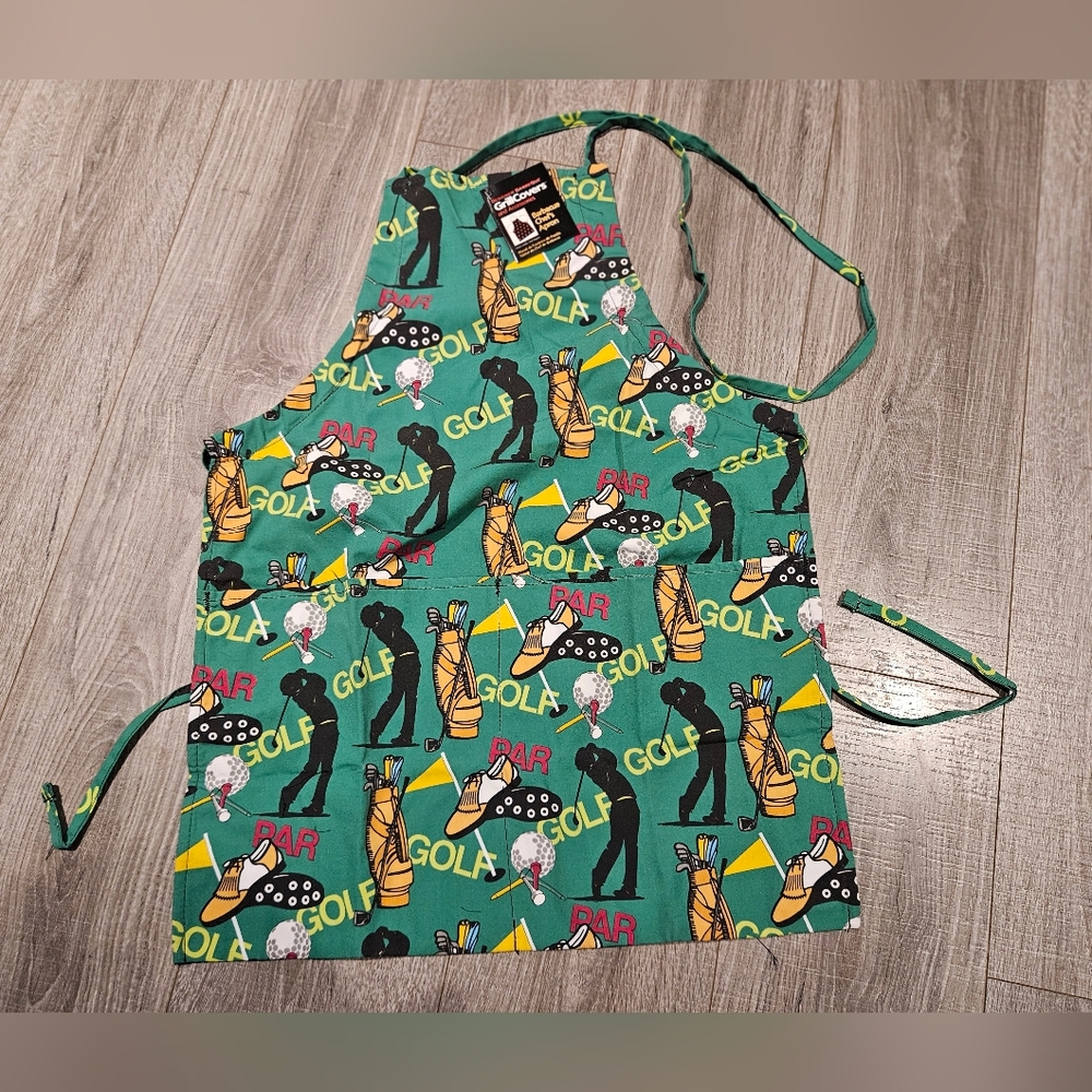 Two Dogs Designs Golf Theme Barbeque Barbecue BBQ Chefs Grill Apron NEW